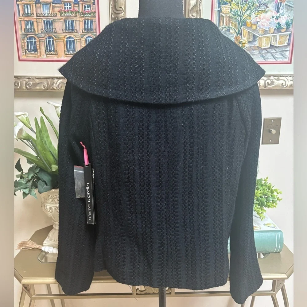 PIERRE CARDIN BLACK TEXTURED BUSINESS FORMAL SHAWL NECK COLLAR SUIT BLAZER SZ 16